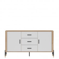 Kumode ar durvīm DANTE DT06, Ozols cremona/Balts matēts/Melns